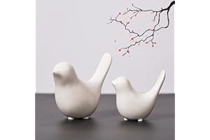 GJFASGF Small Animal Statues, White Bird Figurines Home Decor, Modern Home Decorative, Ceramic Decor for Office Desktop, Bookshelf, Bedroom, Living Room, Cabinets (White 2 Pcs)