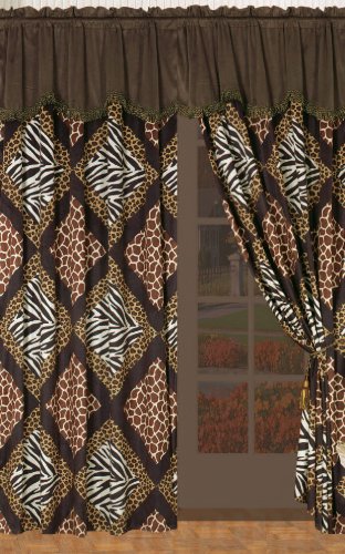 Safari Curtain Set Zebra, Leopard, Giraffe Two Panels Brand New