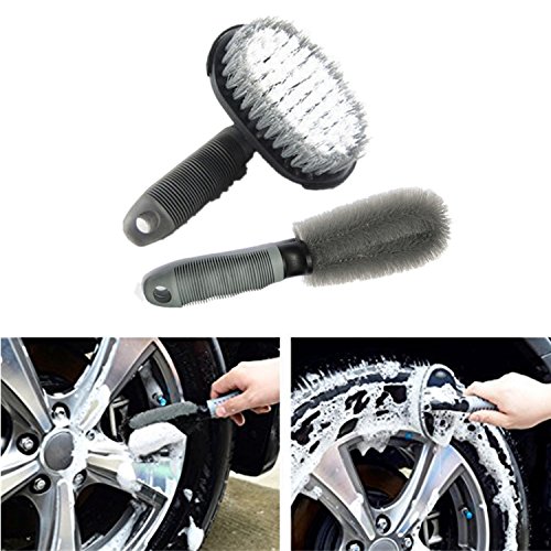 image for DW Car Wheel Cleaning Brush, 2PCcs Auto Motorcycle Bike Wheel Cleaning