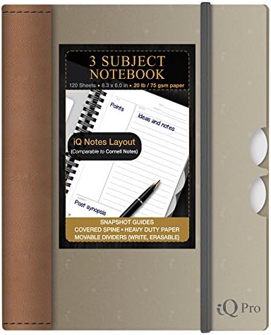 iQ Pro Handy Premium Poly Cover 3 Subject Notebook, 8.3 x 6 Inches, 120 Sheets, Color Will Vary (55860)