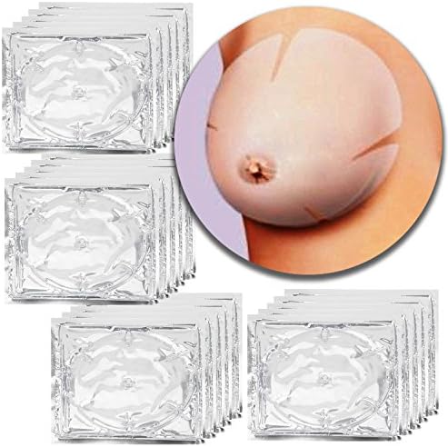 Anti Aging Treatments Set Kit of 20 Pairs Breasts Chest 24K Clear Transparent Collagen Crystals Masks Patches For Lifting Lift Up Uplifting, Firming, Skin Nourishing, Fine Lines and Wrinkles Removal