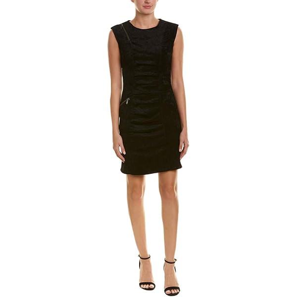 Max Studio Women's Faux Leatherette Sleeveless Short Dress, Black, X-Small  at Amazon Women's Clothing store