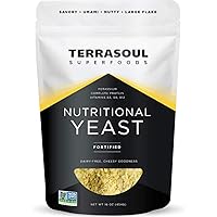 Terrasoul Superfoods Premium Nutritional Yeast Flakes, 16oz - Fortified | Gluten Free | Non-GMO | Vegan