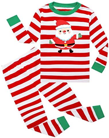 lymanchi Boy Christmas Pajamas Sets Striped Cotton Unisex Kid Pjs Sleepwear 2-7Y