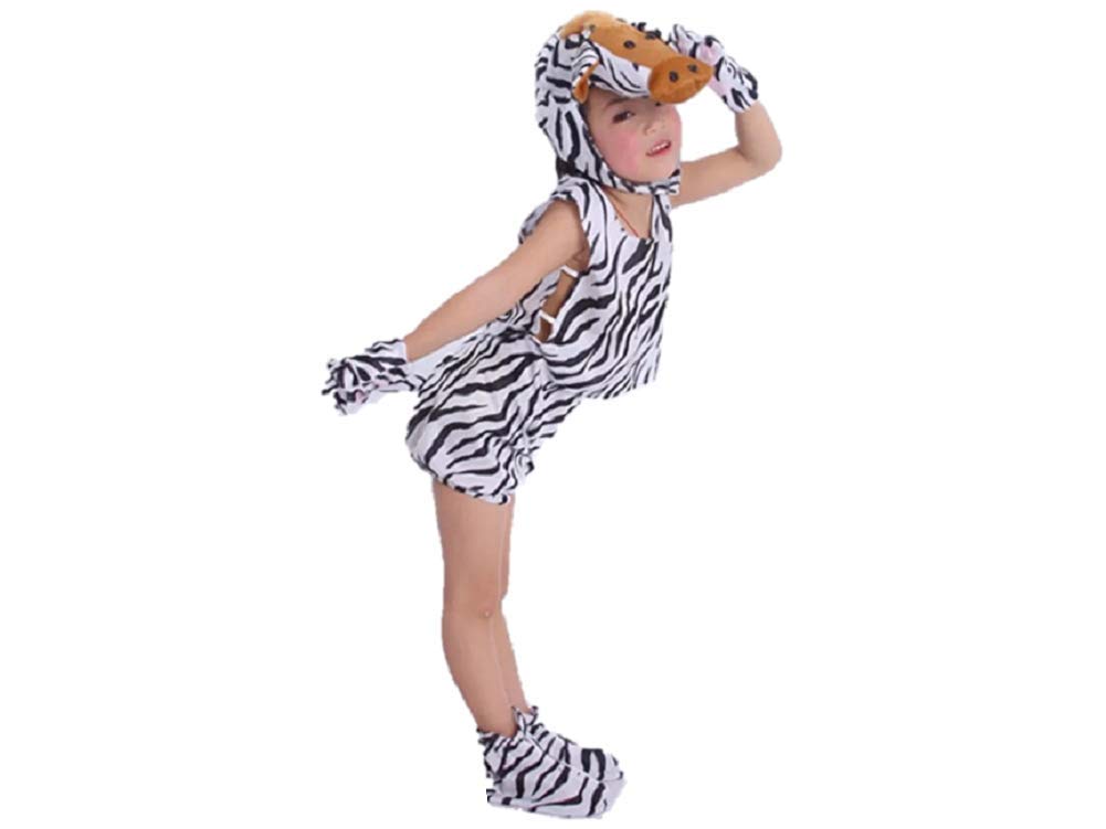 MATISSA Kids Sleeveless Animal Costumes Children's Summer Fancy Dress Party Pajama Cosplay (M (For kids 90-105 cm tall), Zebra)