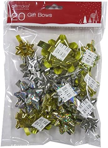 Christmas Gift Bows - Gold and Silver - Pack of 20