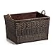 The Basket Lady Lift-Off Lid Wicker Storage Basket, Large, 24.5 in L x 18 in W x 17.5 in H, Antique Walnut Brown
