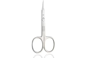 SILLVER Cuticle Scissors Curved Blade - Extra Fine Pointed Tip Professional Manicure Grooming Scissors for Cuticles, Beard, Nose Hair, Eyelash, Mustache - Eyebrow Scissors