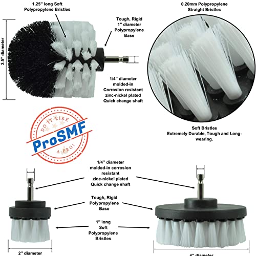 ProSMF Drill Brush Set Car Detailing Scrub Brush for Drill Power
