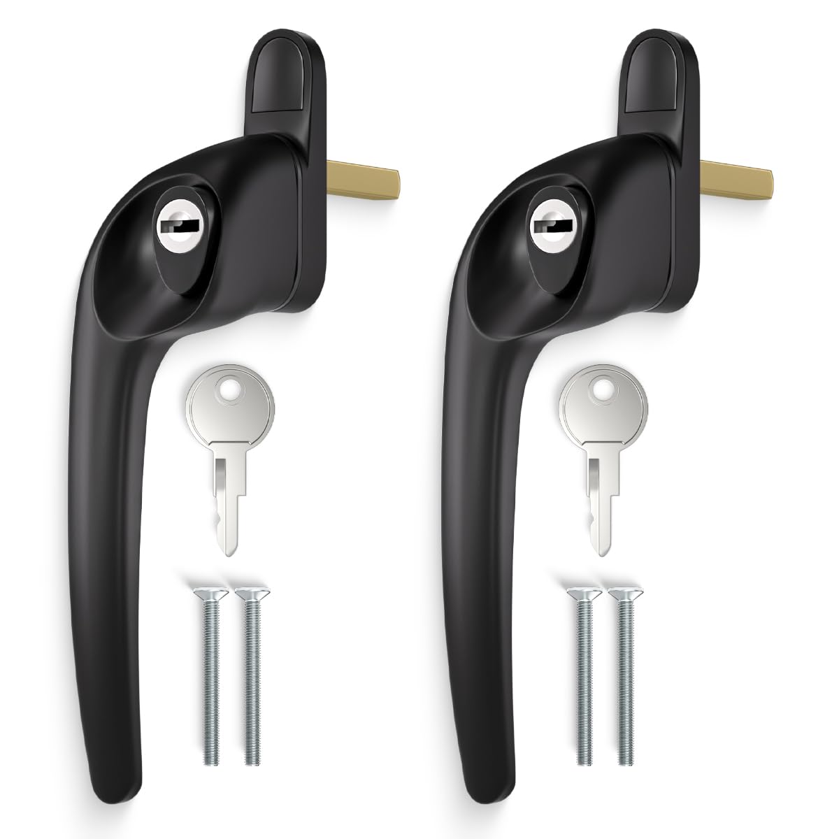 Bwintech 2 Pcs Offset Black UPVC Aluminium Window Handle,Left Hand, 43mm Spindle for Indoor and Outdoor UPVC Window