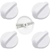 WB03T10282 Gas Stove knob White for GE Surface Burner Control Assembly | Compatible Replaceable PS2321074,AP4345833,1461063（5 Pack）