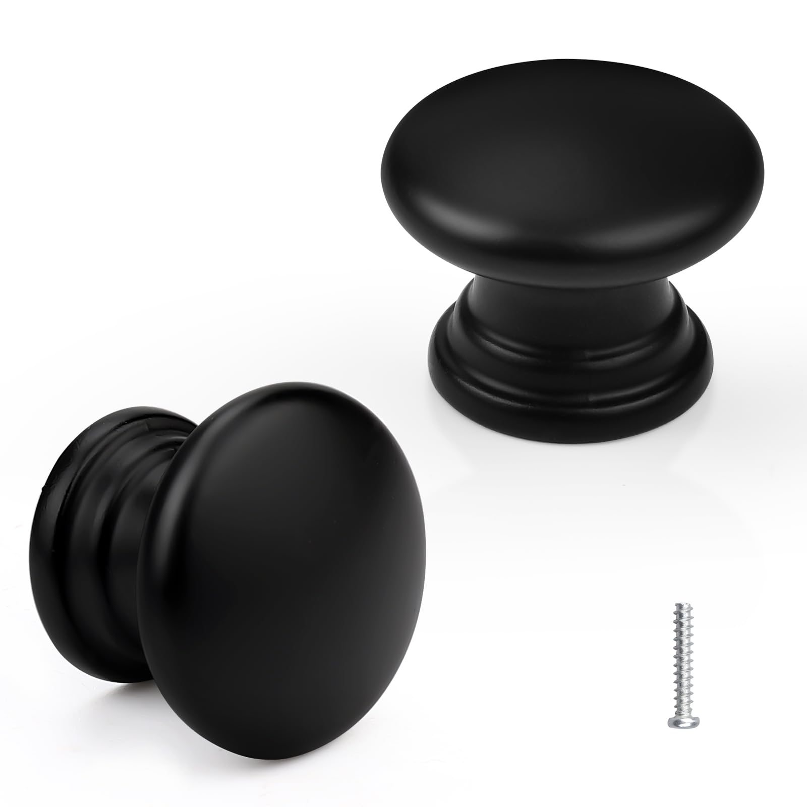 Photo 1 of EZRENOVA 5 Pack Black Cabinet Knobs - 25mm (0.98") Diameter, 20mm (0.79") Height - Modern Plastic Minimalist Drawer Pulls- Easy Install Hardware for Kitchen, Bathroom & Wardrobe
