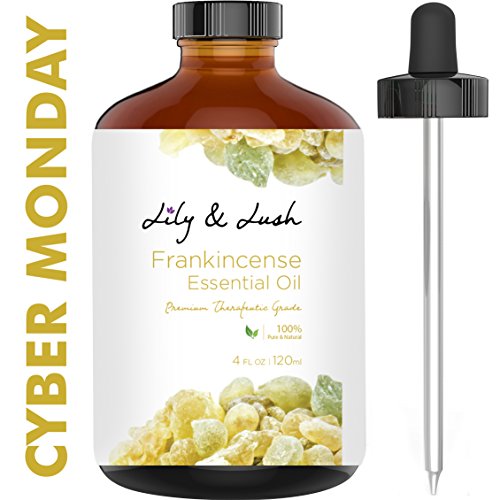 Lily & Lush XL Frankincense Aromatherapy Essential Oil (4 oz) w/Glass Dropper I All Natural, Undiluted, Therapeutic Grade | Superior Choice for Diffuser, Topical & Oral Use to Relax, Heal & Detox