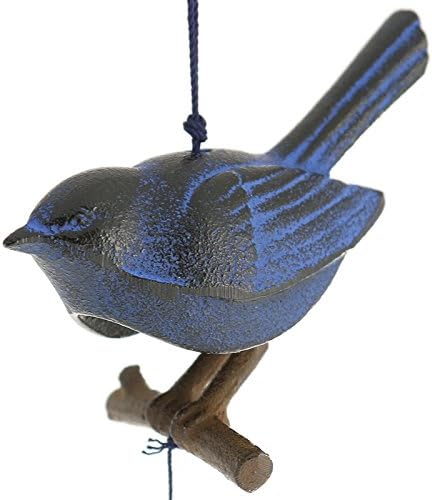 Kotobuki Japanese Iron Wind Chime:Blue Songbird/Branch #485-331