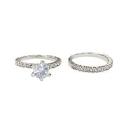 SWEETSHION 2PCS Couple Diamond Rings, Luxury