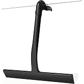 Shower Squeegee for Glass Doors, Hang Anywhere Silicone Shower Squeegee with Hook Design for Easy Hanging and Cleaning (Black)