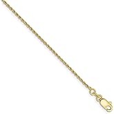 FB Jewels Solid 10K Yellow Gold 1.2mm Machine Made Diamond-Cut Rope Chain