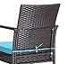 HTTH 2 Pieces Outdoor Patio Bar Stools All-Weather Wicker Outdoor Furniture Chair, Armrest Bar Chairs Footrest Barstools (Turquoise)