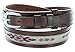 Mens Genuine Leather Ranger Belt with Southwestern Woven Diamond Pattern Accent