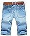 HZCX FASHION Men's Summer Light Weight Blue Short Jeans Slim Brush Denim Shorts