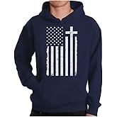 Tstars Mens Cross Hoodie - Christians USA Flag Hoodies for Men - Faith Graphic Pullover - Religious Patriotic Sweatshirt