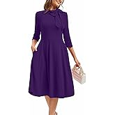 ZonJie Womens Elegant Cocktail Party A-line Flare Hem Dress with Pocket