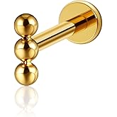 FINE4U 1PC ASTM F136 Titanium Mini Threadless Flat Back Stud 18G 6mm 8mm for Conch Helix Flat Tragus Labret