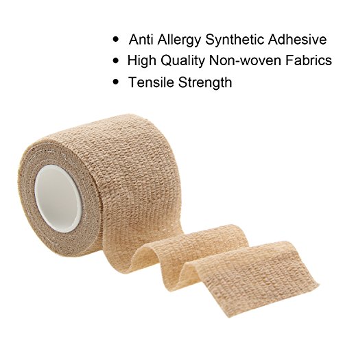 MUEUSS Self-Adhesive Bandage Wrap Tape Waterproof Breathable Elastic Cohesive Non-Woven FDA Approved 3 Inches x 5 Yards (Beige, 12 roll)
