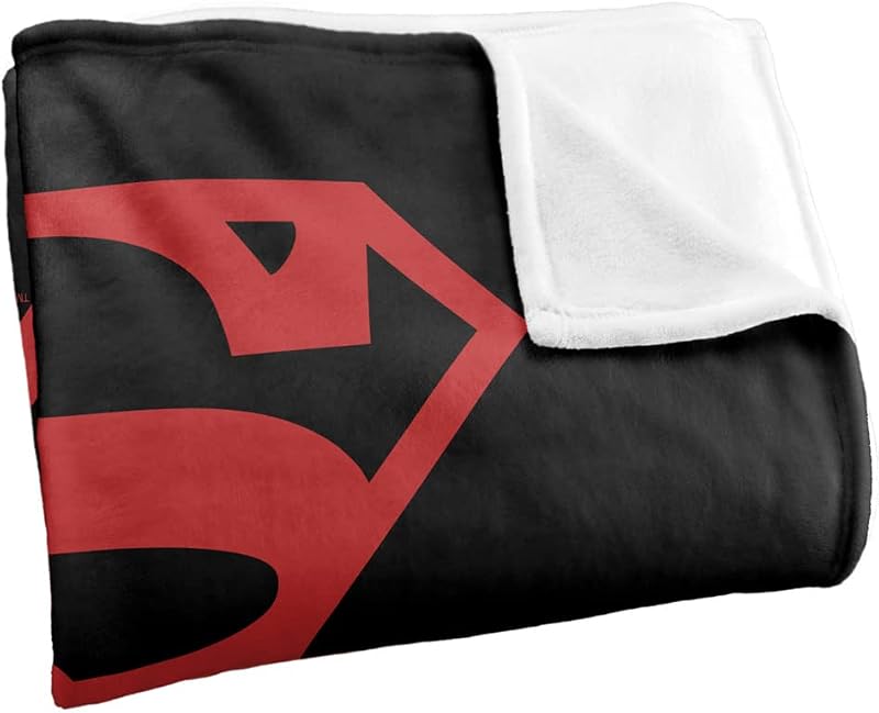 Superman Rojo On Negro Shield Manta súper Suave con Tacto Sedoso – 152 x 127 cm