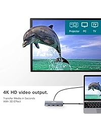 MECO - Adaptador 9 en 1 tipo C con 2 puertos USB-C (carga + datos), 4 K HDMI, puerto Ethernet, 3 puertos USB 3.0, lector de tarjetas SD TF para MacBook Pro Air Chromebook, más dispositivos tipo C
