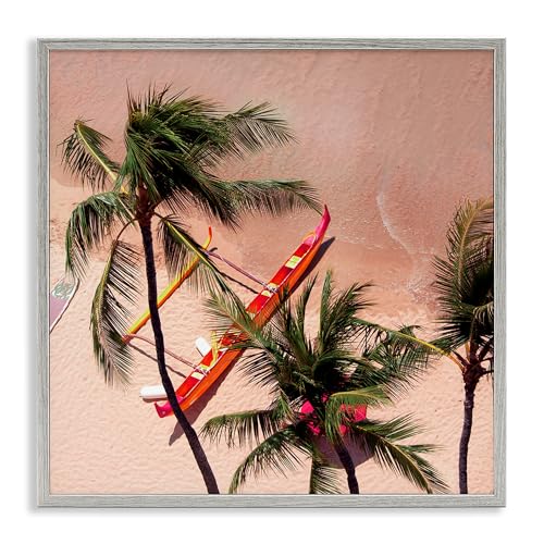 Stupell Industries Waikiki Beach Surf Coast Gray Framed Giclee Art design by Da…