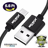 USB C Cable,USB Type C Cable,Melwix (6.6FT) Nylon braided. Fast speed.Compatible with Samsung Galaxy Note 8,S8,S8 Plus,New Macbook 12 (2015), Nintendo Switch, Google Pixel,LG,G5,G6,V20.Black.