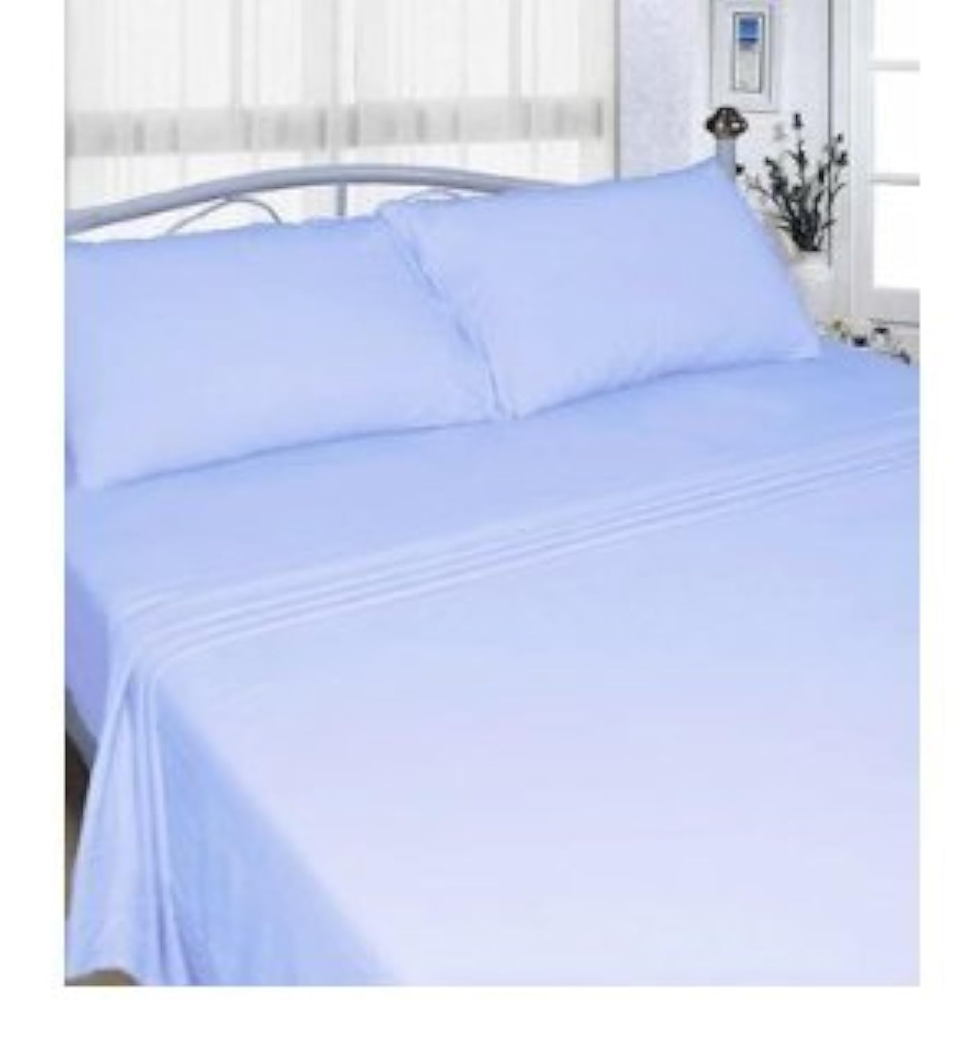 Rayyan Linen Thermal Flannelette Fitted Sheet Brushed 100% Cotton Soft Luxury 25cm Deep Fitted Bed Sheet (Sky Blue, Single)
