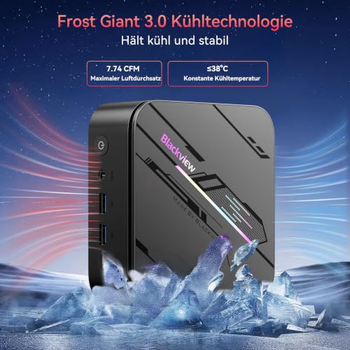 Blackview MP100 Pro Win 11 Pro Mini PC, AMD Ryzen 7430U Compact Desktop PC, 16GB RAM (Fast 3733 MT/s) 512GB SSD, 4K 144Hz Triple Display, WiFi 6/BT 5.2, for Home Office