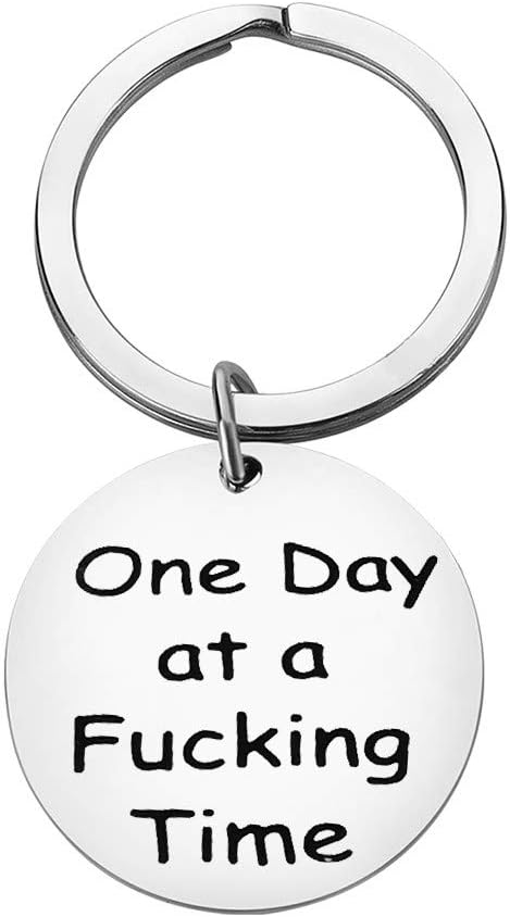 Sobriety Gift Keychain One Day at a Time Keychain AA Gift NA Recovery Sobriety Alcoholics Anonymous Recovery Gifts New Beginnings Gift Sober Stainless Steel Keyring