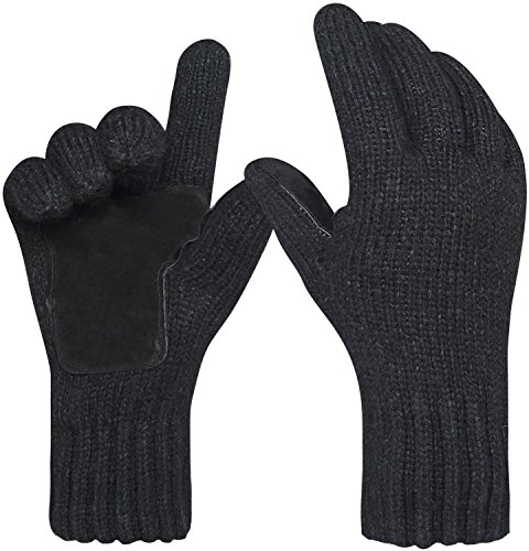 Oryer Men's Winter Gloves Warm Wool Knitted Mittens Cold Weather Gloves for Men