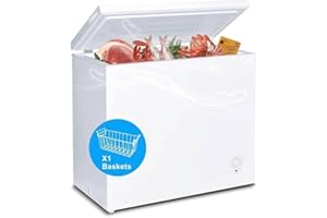 Deep Freezer 7 Cubic Feet, Chest Freezer 7.0 cu. ft, SMETA Freezer Chest Garage Ready, Freezing Machine for Home and Kitchen with Removable Basket Thermostat Control for Apartment, White