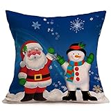 Pillow Cover,Haoricu Vintage Christmas Cartoon Smowman Penguin Sofa Bed Home Decoration Festival Pillow Case Cushion Cover (P)