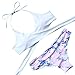 RUUHEE Womens Push up Padded Bikini Floral Printing Bottom Swimsuit 2 Piece (FBA Optional) (S(US Size 2-4), White)
