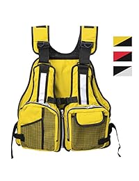 slimerence chaleco de pesca con mosca Pack, ayuda barco Kayak flotante Chaleco salvavidas Chaleco, tamaño ajustable para cinturón ajustable de hombres y mujeres