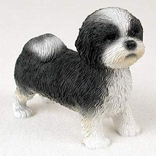 Amazon Com Shih Tzu Black White Puppy Cut Figurine Home Kitchen