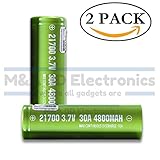 IMREN Green Series IMR 21700 High Drain 4800mAh Li-ion 10A / 30A 3.7V Rechargeable Flat Top Battery, (2 Pack) by M&A BD Electronics