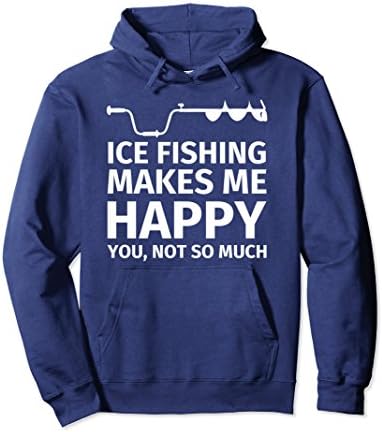 Unisex Ice Fishing Hoodie - Funny Ice Fishing Gear Hoodie Medium Navy