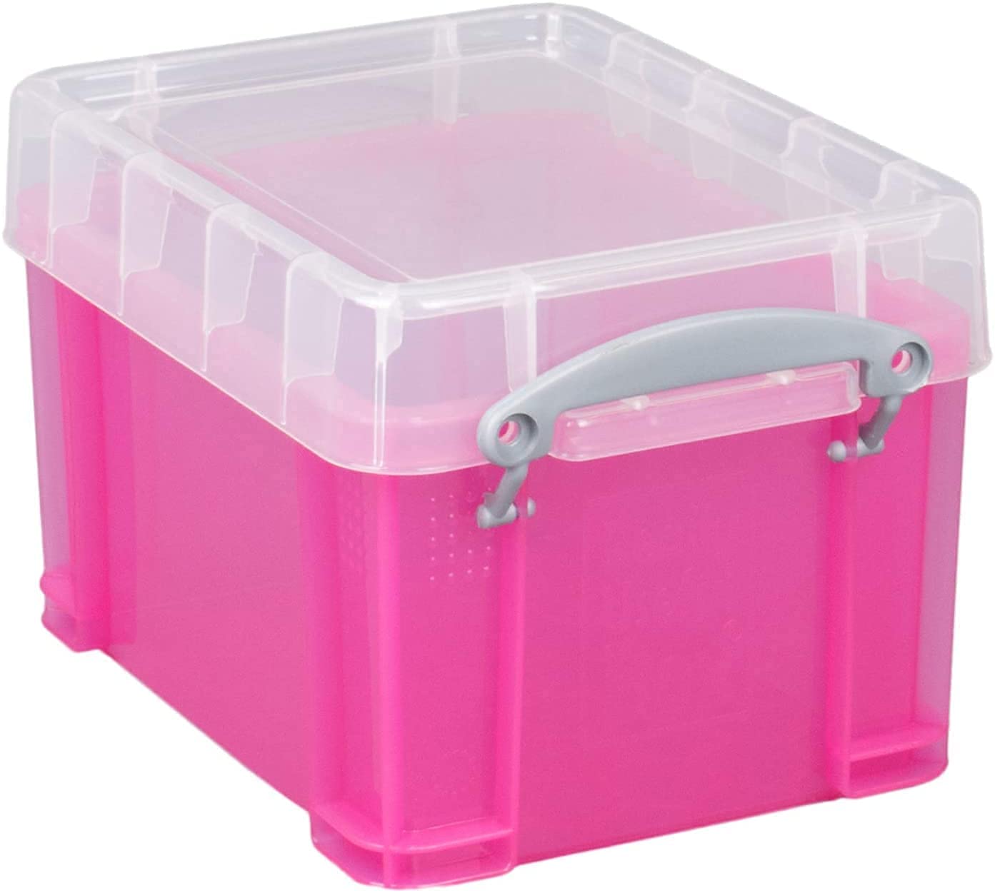 Really Useful Plastic Storage Box 3 Litre Transparent Bright Pink