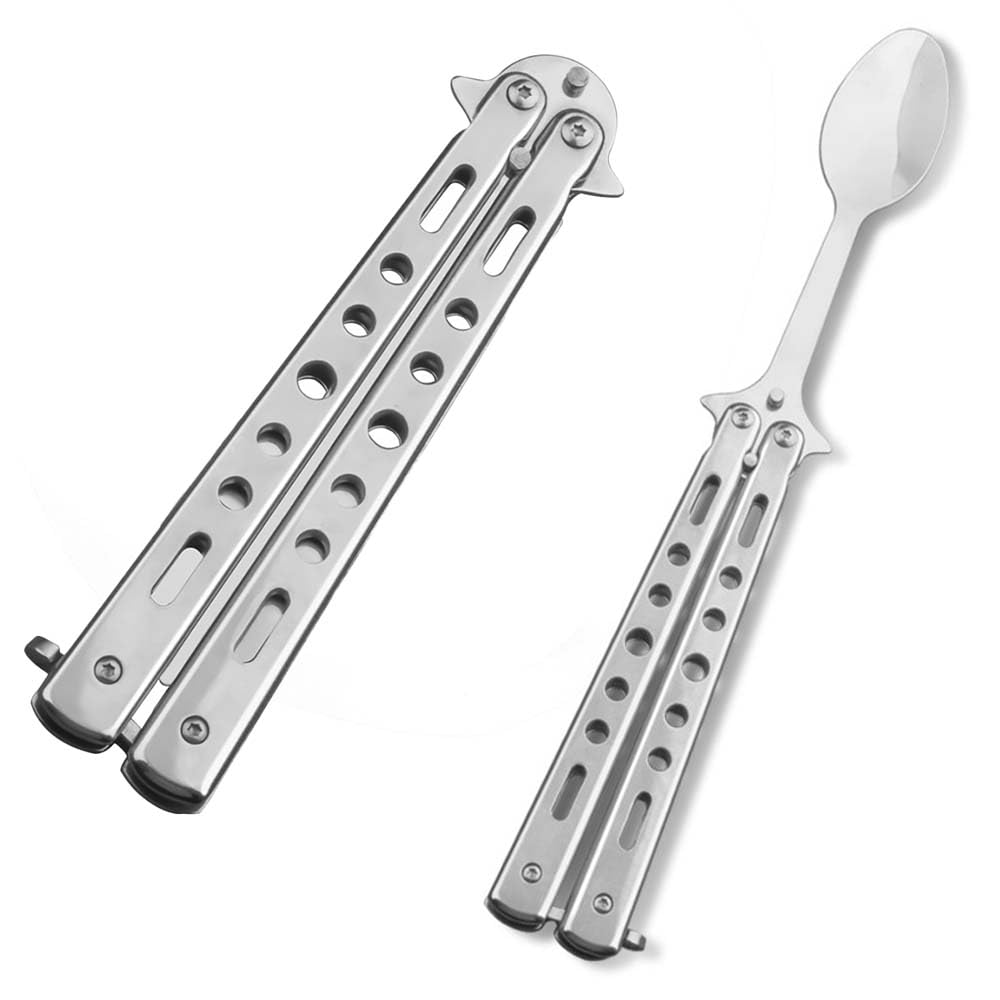 Butterfly Foldable Stainless Steel Utensils - Folding Camping Spoon for Kitchen, BBQ, Travel & Outdoor