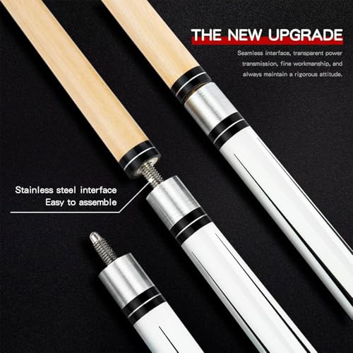 Homodoskey 2-Piece Maple Pool Cue Stick Set, Anti-Warp Great Hand Feel Billiard Cues with 13mm Tip & Center-Joint, Complete Snooker Kit for Home Bar - Includes 2 Cues, 2 Bags, 2 Gloves, 4 Chalks