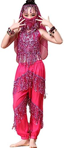Wgwioo Girl Belly Dance Costume Tassel Sequins Children'S Day Performance Professional Dancing Outfit Strap