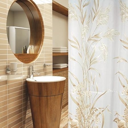 Textil Duschvorhang Gold Hellbraun Weiss 120x200 Inkl Qualitatsringe Shower Curtain White Light Brown Amazon De Kuche Haushalt