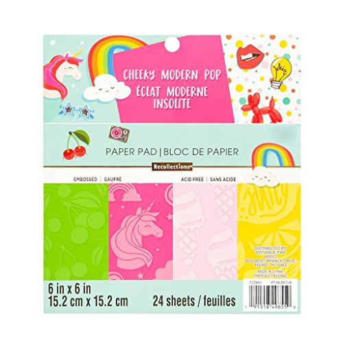 Embossed Cheeky Modern Pop Unicorn, Lemon, Cherry & Ice cream Colorful Crafting Paper Pad