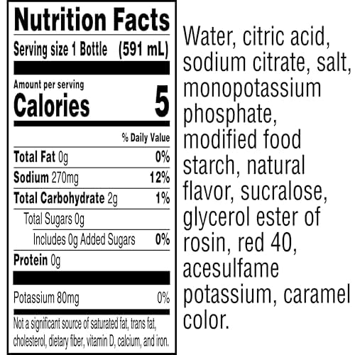 GATORADE THIRST QUENCHER ZERO SUGAR SPORTS DRINK, FRUIT PUNCH, 20OZ BOTTLES, 8 PACK, ELECTROLYTES FOR REHYDRATION